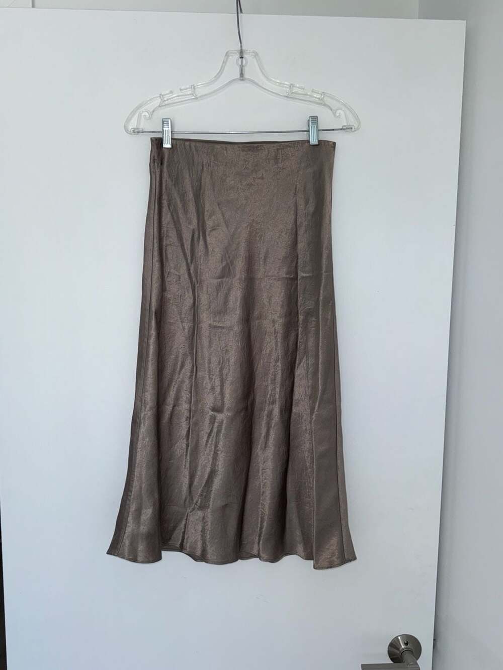 Babaton Size 6 Metallic Bronze Midi Slip Skirt